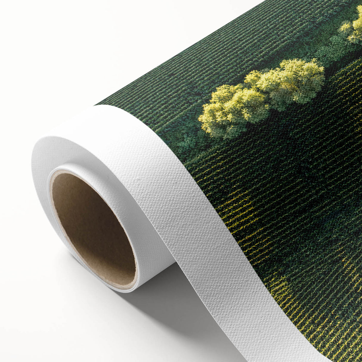 Art Deco-style Iowa scenery on rolled canvas, featuring muted earth tones, ideal for nursery wall art.