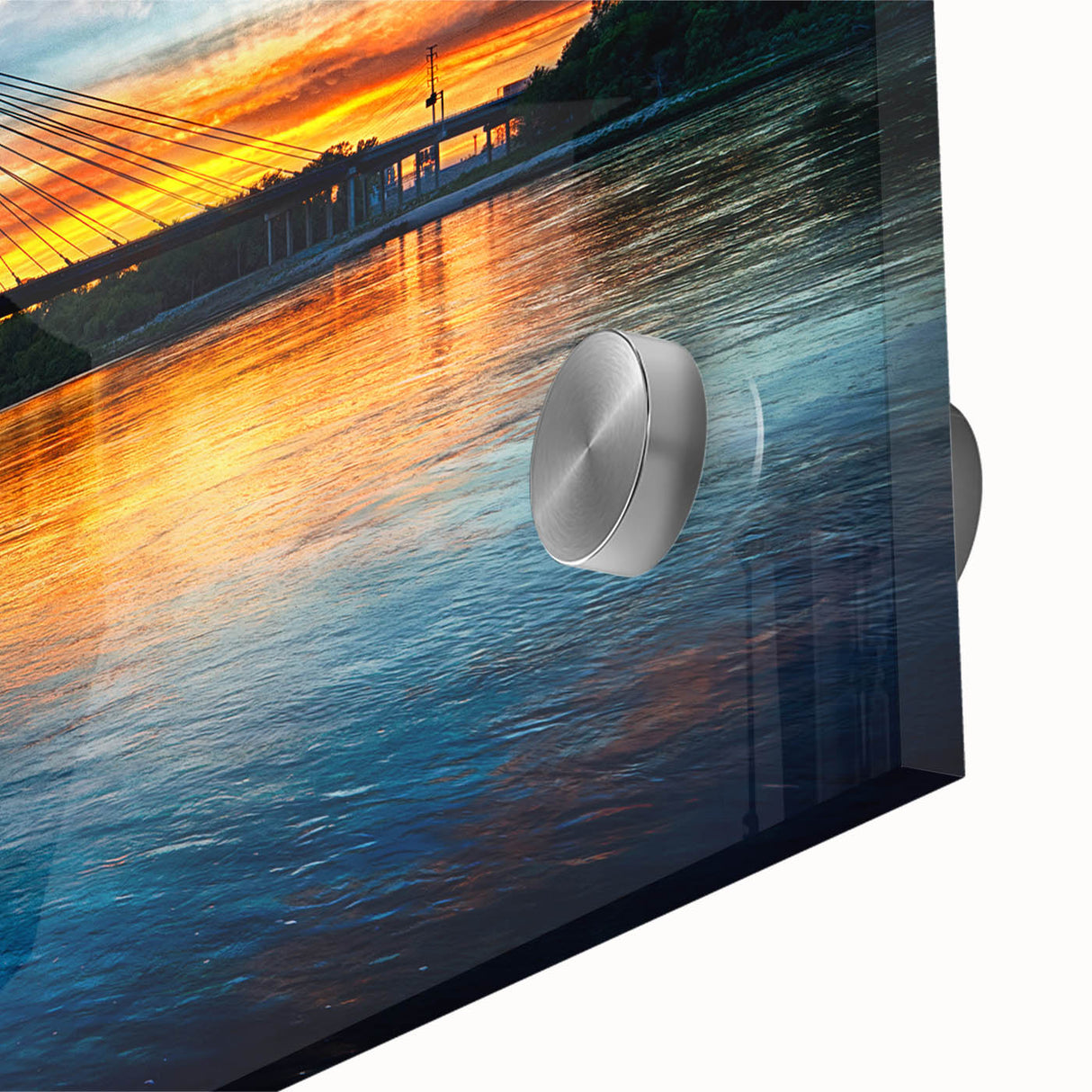 Large abstract wall art depicting Kansas scenery in mid-century modernist style on acrylic glass.