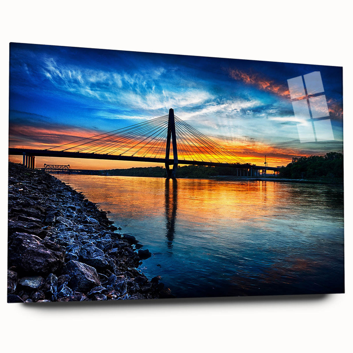 Large abstract wall art depicting a Kansas scenery in muted earth tones on acrylic glass.