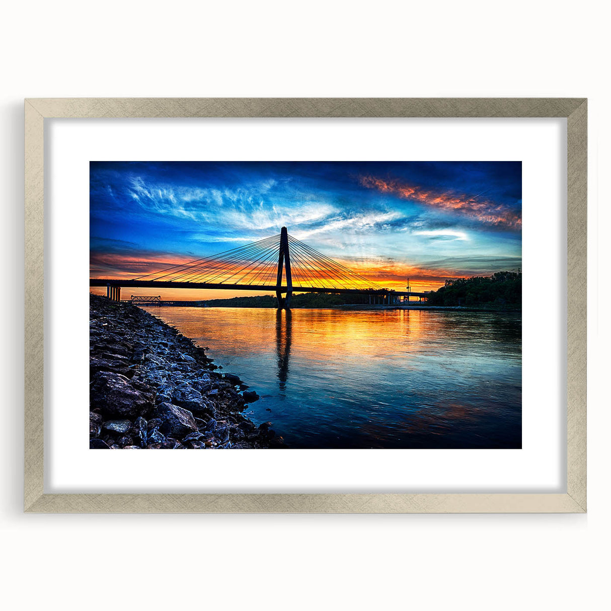 Textured abstract art print depicting a serene Kansas landscape in soft earth tones, framed in silver, ideal for bedroom art.