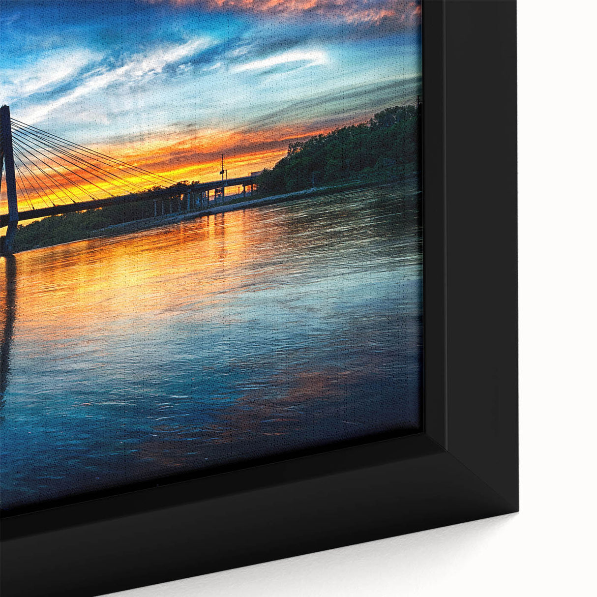 Extra large framed canvas of a textured black wall art depicting colorful Kansas scenery, ideal for living room decor.