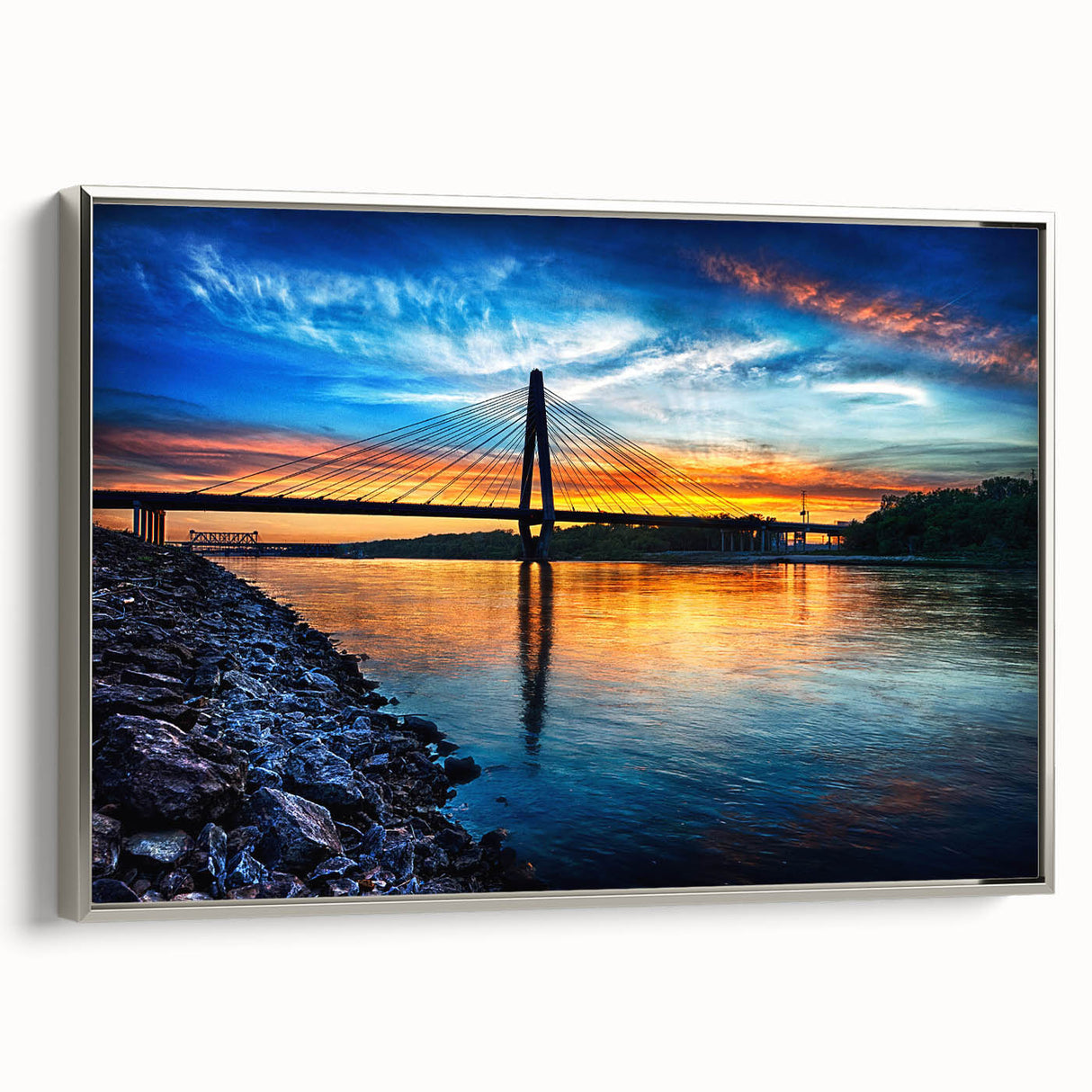 Framed canvas of a Kansas landscape in muted earth tones, ideal for office decor.