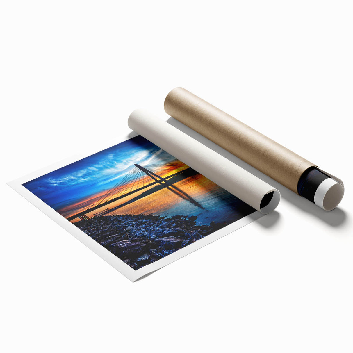 Extra large rolled print of a Kansas landscape with muted earth tones, ideal for classy bathroom wall art.