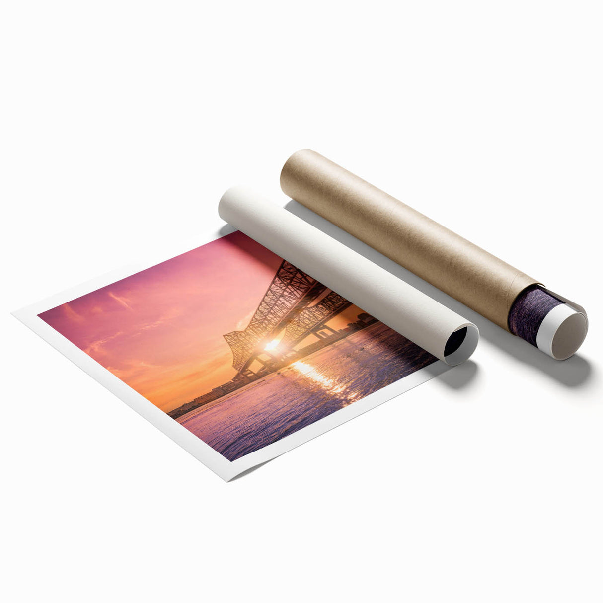Rolled print of New Orleans scenery with muted floral designs, ideal for classy bathroom wall art.