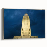 Framed canvas landscape art painting of Louisiana scenery in vibrant colors on a black background.