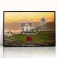 Large abstract wall art depicting a serene Maine landscape in muted earth tones, framed in black acrylic.