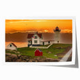 Rolled print of a serene Maine landscape with soft green and blue tones, ideal for dining room wall art.