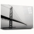 Acrylic print of a large abstract depiction of Detroit skyline in muted gray and blue tones.