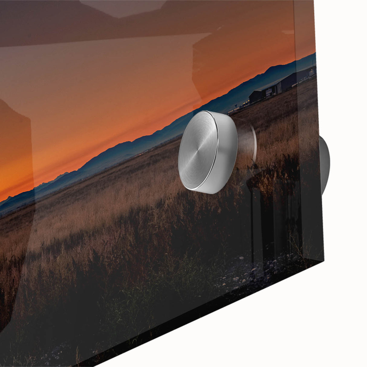 Large abstract wall art featuring a Montana landscape in muted earth tones on acrylic glass, ideal for dining room decor.