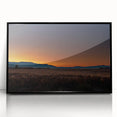 Large abstract wall art depicting a Montana landscape in muted earth tones, framed in black acrylic.
