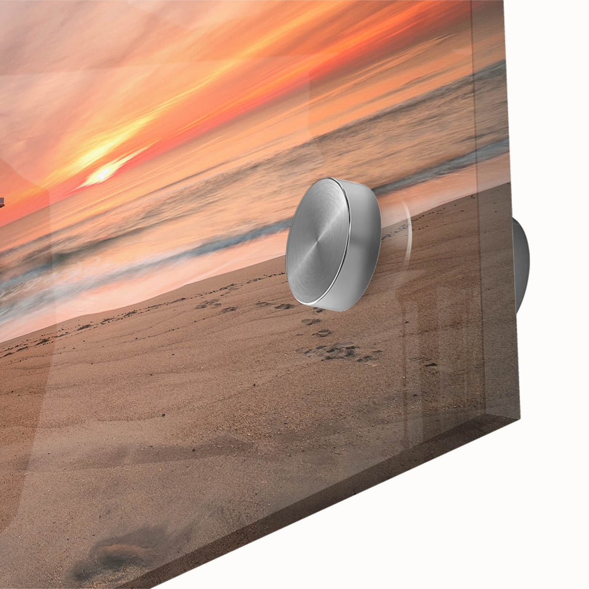 Large abstract wall art featuring soft, sweeping blue and gray tones on acrylic glass, ideal for dining room ambiance.