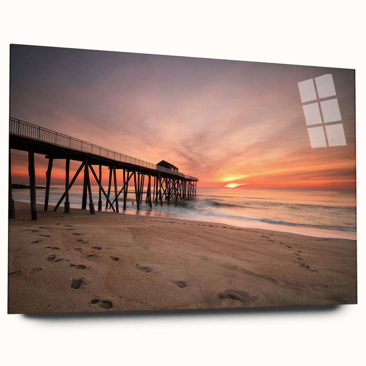 Acrylic print of a large abstract landscape in muted earth tones, ideal for bedroom or dining room decor.