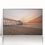 Art deco poster of New Jersey scenery on white framed acrylic, in muted blue tones, ideal for nursery wall art.