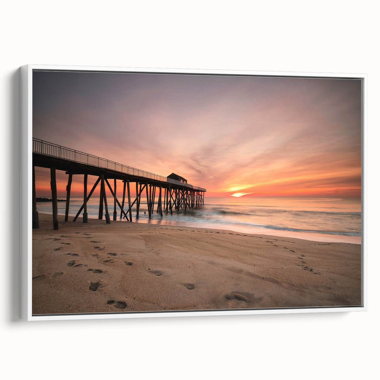 Vintage poster art of New Jersey scenery on a framed canvas, featuring colorful art with black accents.