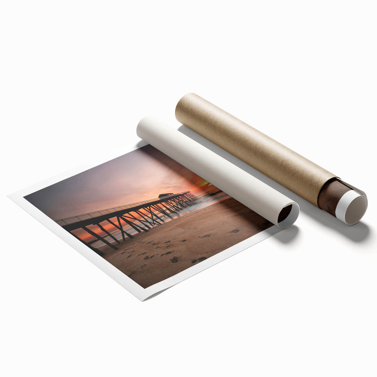 Extra large rolled print of New Jersey scenery with muted floral designs, ideal for classy bathroom wall art.
