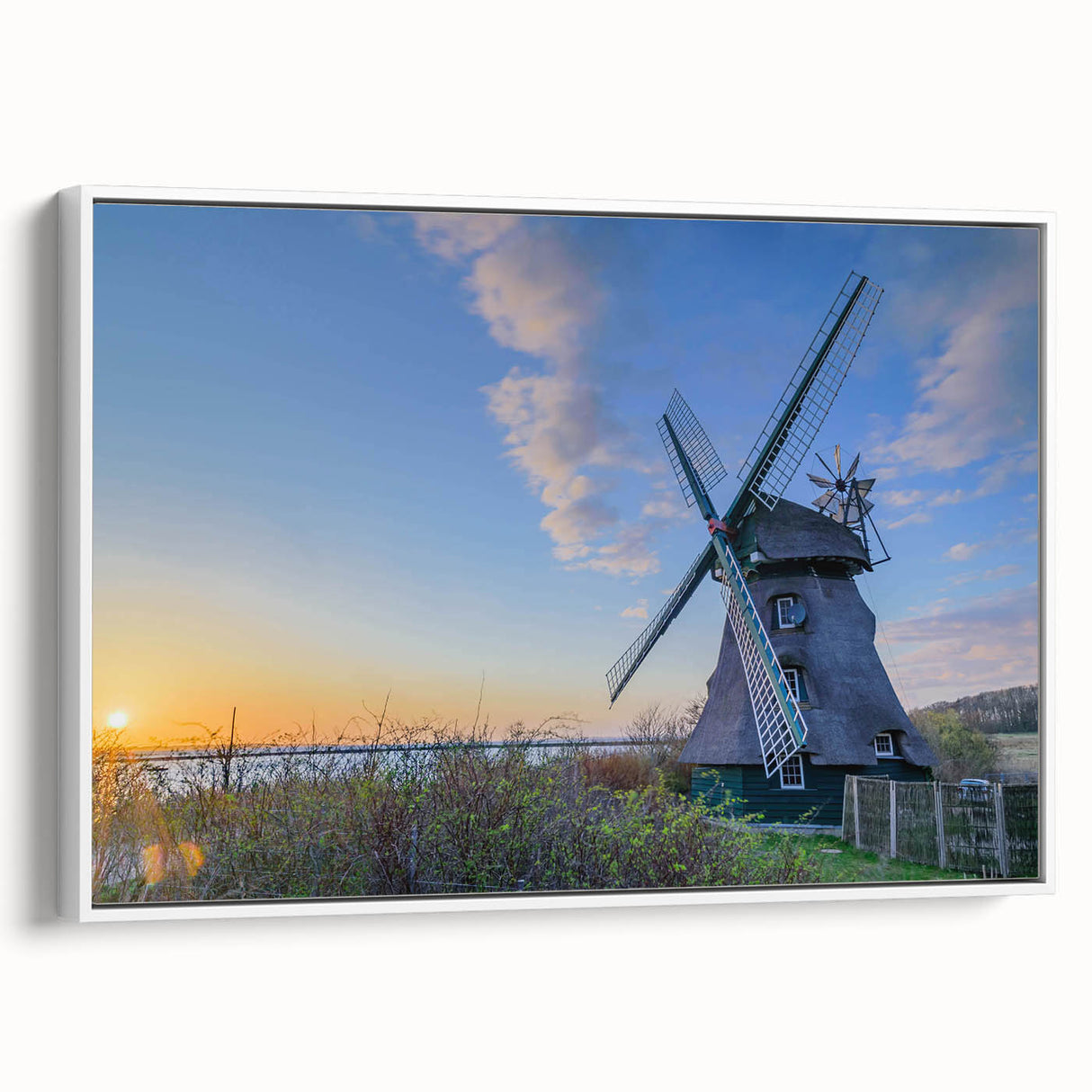 Framed canvas of vintage poster art depicting the Charlotte, North Carolina skyline in colorful hues.