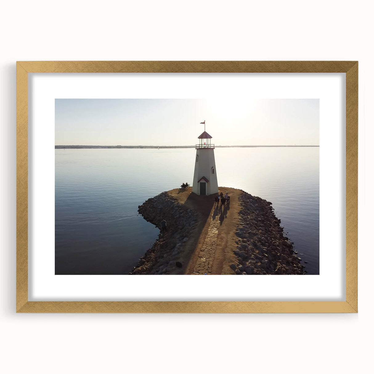 Extra large abstract art print of textured Oklahoma scenery in muted earth tones, framed in gold.