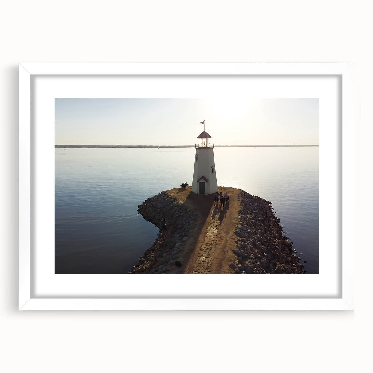 Abstract art print of Oklahoma scenery in muted earth tones on a white matted frame, ideal for dining room decor.