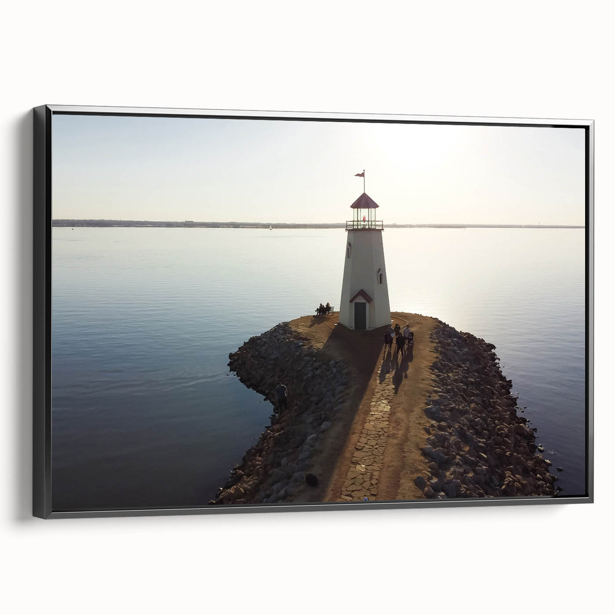 Black and white landscape art painting of Oklahoma scenery on framed canvas, suitable for bedroom wall decor.