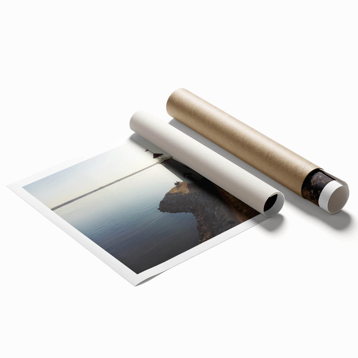 Extra large rolled print of a floral Oklahoma scenery in muted earth tones, ideal for bathroom or living room decor.