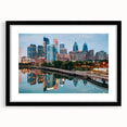 Extra large abstract art print featuring vibrant, colorful scenery of Pennsylvania, textured on a black framed canvas.