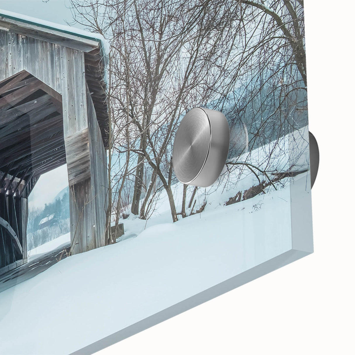 Large abstract wall art featuring a Vermont landscape in muted earth tones on acrylic glass, ideal for dining room ambiance.