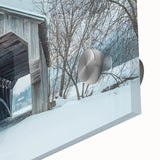 Large abstract wall art featuring a Vermont landscape in muted earth tones on acrylic glass, ideal for dining room ambiance.