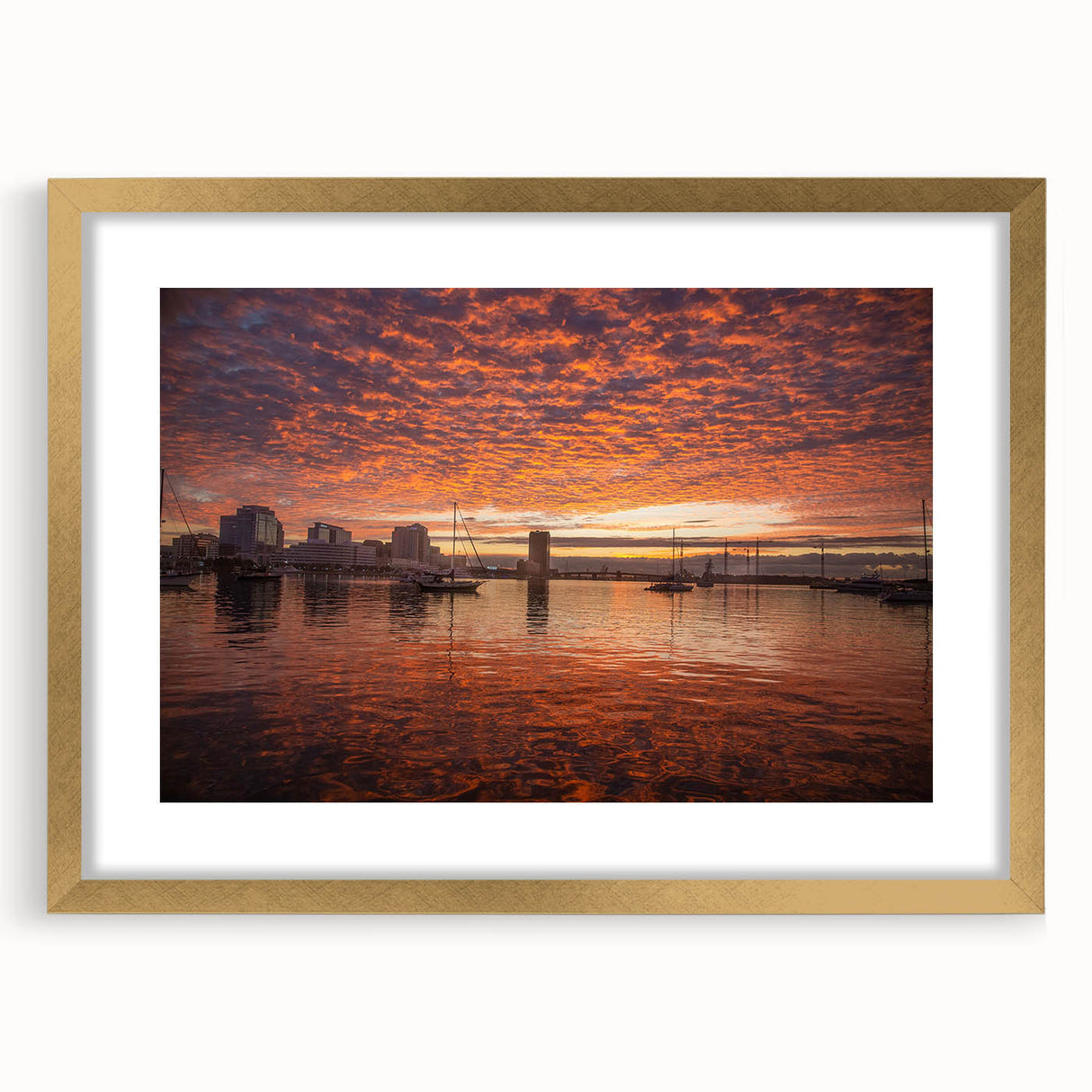 Extra large abstract art print of a textured Virginia scenery in gold frame, ideal for living room decor.