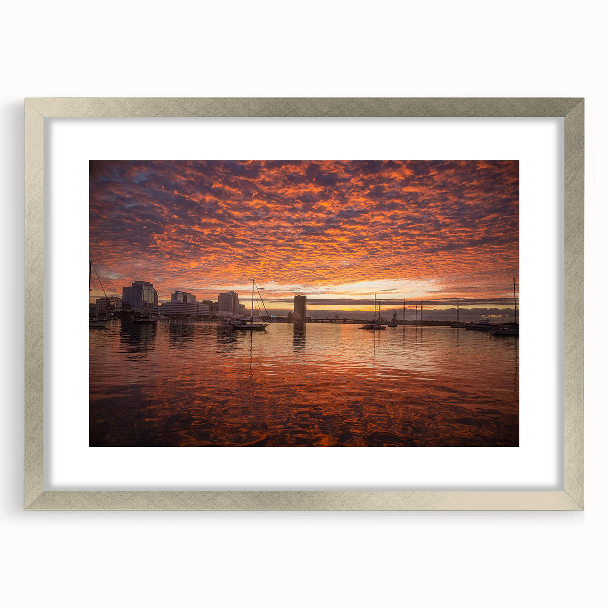 Textured abstract art print of Virginia scenery in muted earth tones, framed in silver, ideal for bedroom decor.