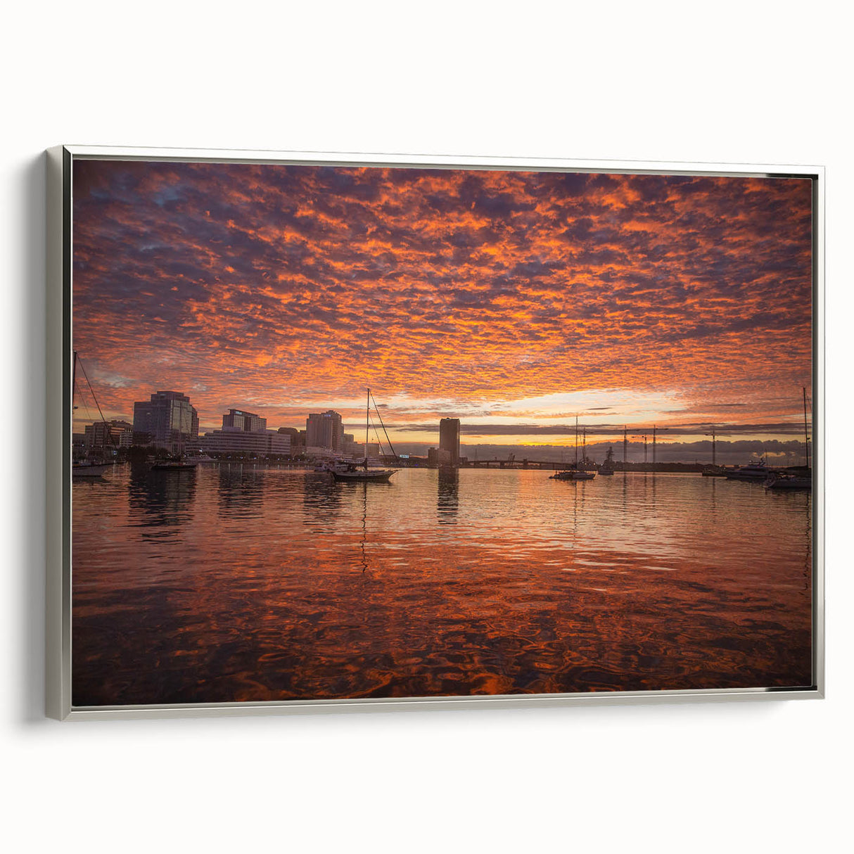 Framed canvas of a vintage-style Virginia landscape painting with colorful art on a black background.