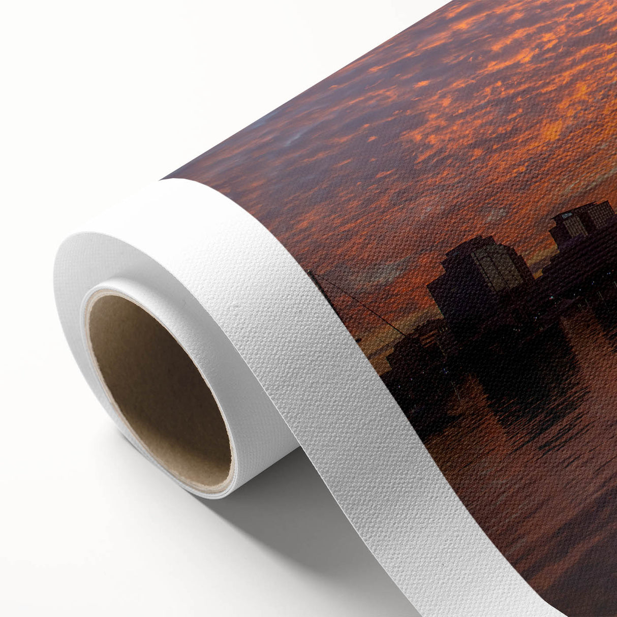 Art Deco poster of Virginia scenery on rolled canvas, with muted green and blue tones, ideal for nursery wall art.