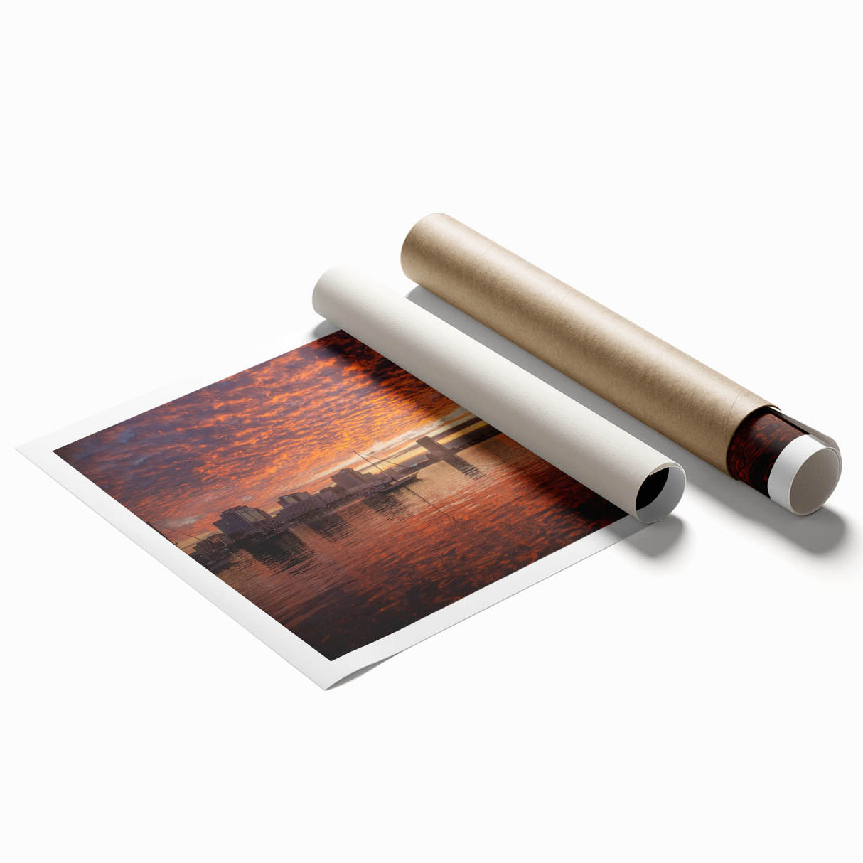 Extra large rolled print of Virginia scenery with floral elements in soft pastel colors.