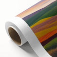 Art deco poster of the Palouse region in muted green and brown tones on rolled canvas.