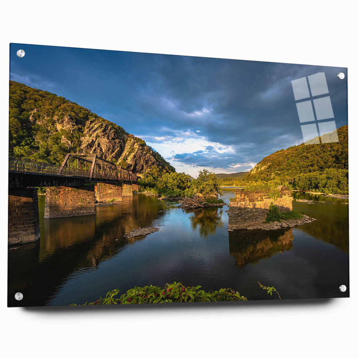 Acrylic print of a West Virginia landscape in muted earth tones, ideal for bedroom or dining room decor.