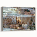 Framed canvas of Yellowstone landscape painting in vibrant colors, ideal for office wall decor.