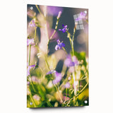 Large abstract wall art depicting vibrant spring colors on acrylic glass, ideal for bedroom or dining room decor.