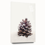 Large abstract wall art on acrylic glass depicting winter scenes in muted blue and white tones.