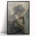 Framed abstract figurative wall art in acrylic, showcasing a modern black design with vibrant colors, perfect for contemporary home decor.