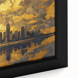 Close-up of a framed abstract landscape wall art piece, showcasing vibrant colors and dynamic textures, perfect for modern interior decor. This high-quality canvas print adds a touch of elegance and creativity to any living space.
