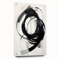 Abstract minimalist wall art displayed in a side view, featuring an acrylic glass finish and decorative pins, ideal for modern home decor. Perfect for adding a contemporary touch to any space.