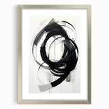 Abstract minimalist wall art framed in silver with a white mat, showcasing geometric shapes and soft color gradients, perfect for modern home decor.