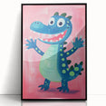 Smiling Dinosaur Art for Kids - Playroom Wall Art