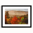 Extra large abstract art print featuring textured swirls in vibrant autumn colors on a black framed canvas.
