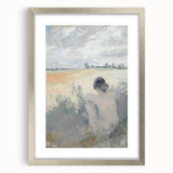 Abstract figurative frame in silver with a mat, showcasing a modern artistic design. Ideal for contemporary home decor, adding elegance to any space.