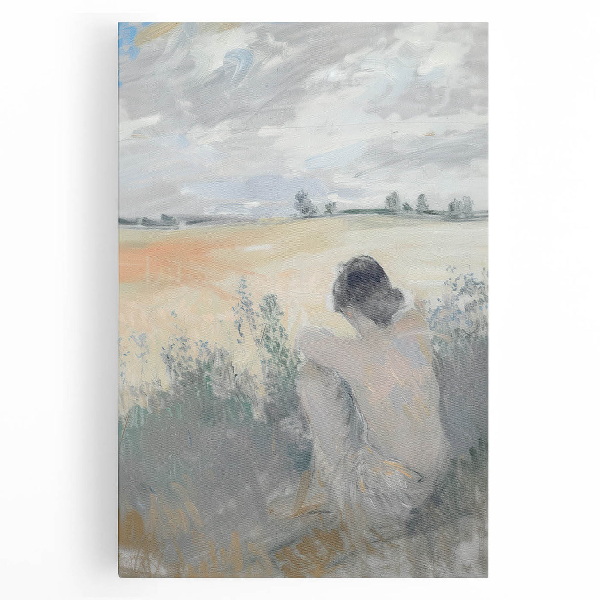 Abstract figurative stretched canvas artwork showcasing vibrant colors and fluid shapes, perfect for modern home decor. Ideal for adding artistic flair to any living space.