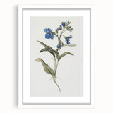 Abstract floral wall art print in a white frame, showcasing vibrant colors and intricate patterns, ideal for modern home decor or gallery display.