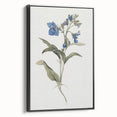 Framed abstract floral canvas artwork showcasing vibrant colors against a black background, emphasizing elegance and modern decor. Perfect for enhancing interiors.