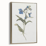 Framed canvas artwork showcasing abstract floral designs in vibrant colors, accented with a gold frame, ideal for modern home decor and artistic interiors.