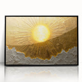 Framed abstract landscape wall art showcasing vibrant colors and geometric patterns with a sleek black frame, perfect for modern home decor.