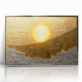 Framed abstract landscape wall art featuring a silver acrylic finish, showcasing vibrant colors and dynamic shapes, ideal for modern home decor.